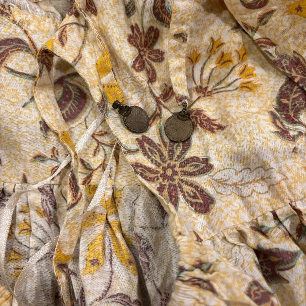 Free People Lola Yellow and Cream Backless keyhole mini Dress. - Picture 9 of 9